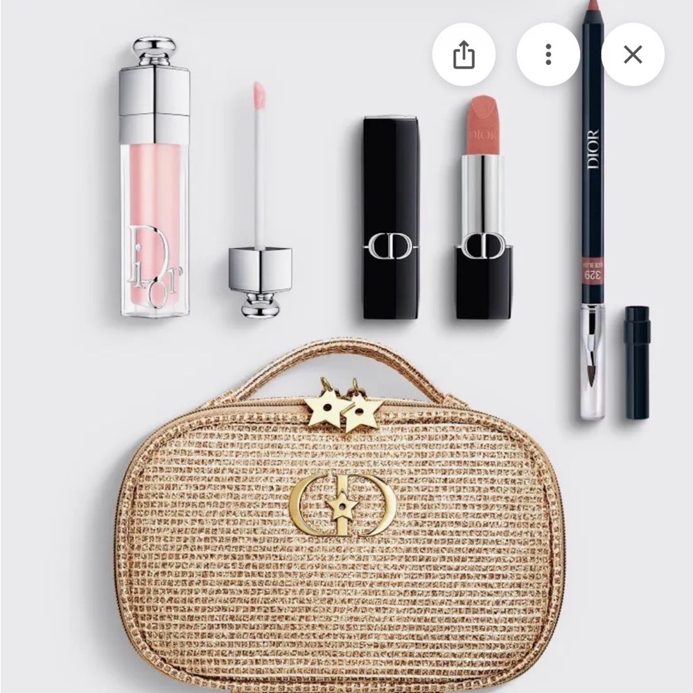 Dior Pink Lip Set with Gold Cosmetic Case